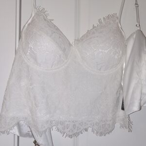 Express White Satin Lace Corsette